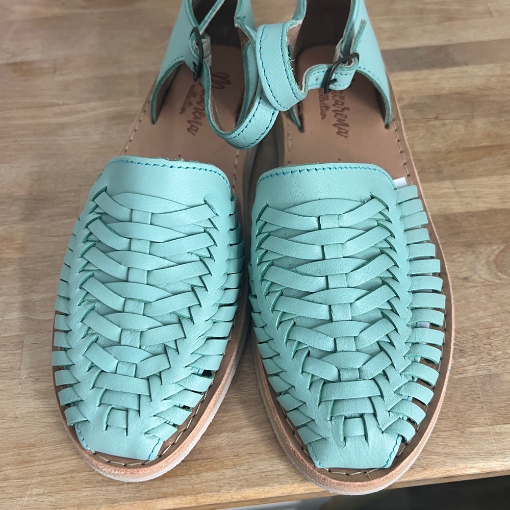 Soft Green Woven leather Sandals